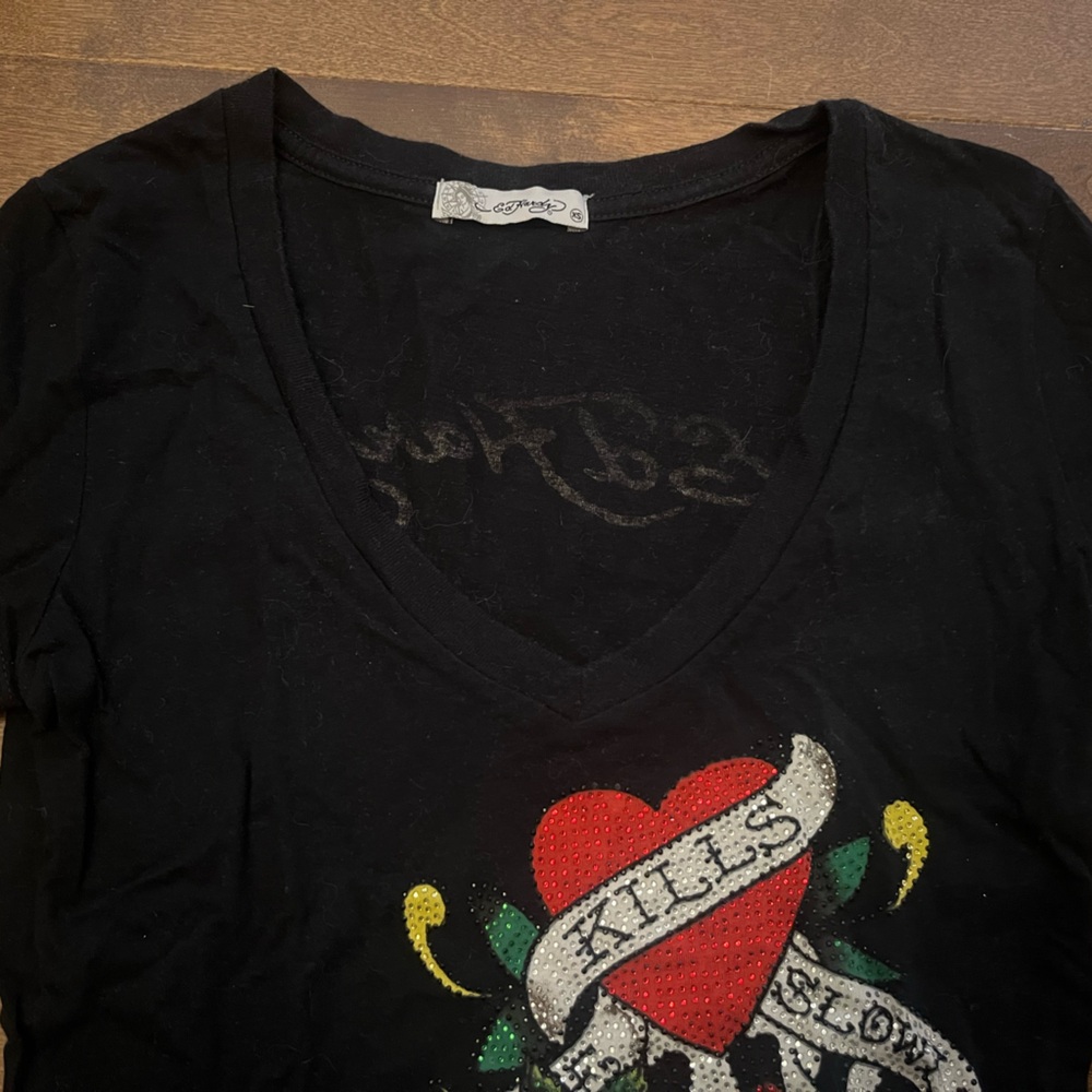 Vintage y2k Ed Hardy rhinestone graphic tshirt - Picture 3 of 6